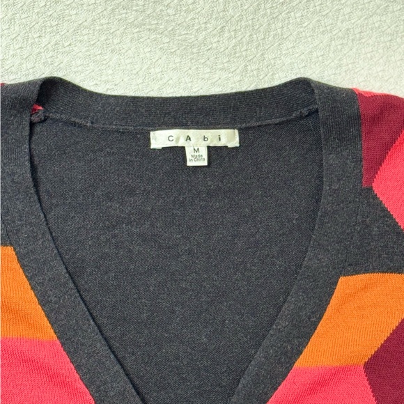 CAbi Geometric Cardigan Multicolored Size Medium Casual Fit Sweater - Picture 2 of 7